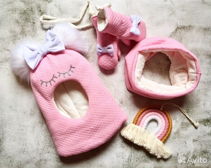 Шапка снуд варежки