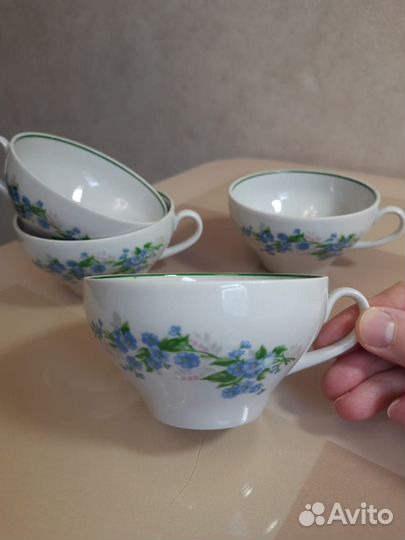 Чайные чашки Незабудки Дулево винтаж
