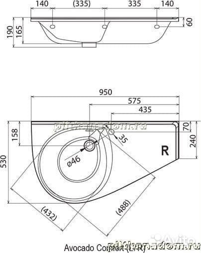 Ravak Avocado XJ9L1100000 умывальник с отверстием левый