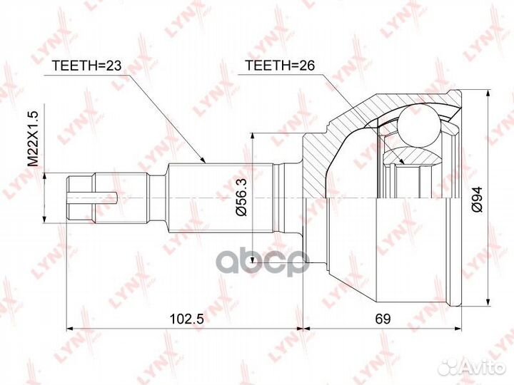 Шрус наружный nissan Juke 1.6 2WD 10 co-3777 L