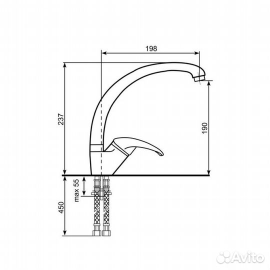 Смеситель для кухни Ulgran u-007-344 Черный