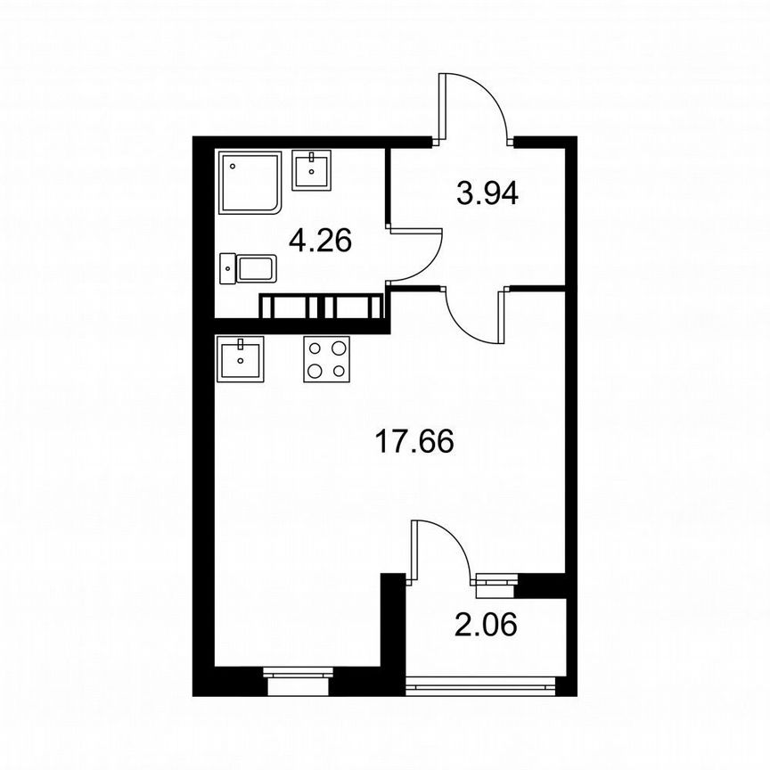 Квартира-студия, 26,9 м², 7/9 эт.