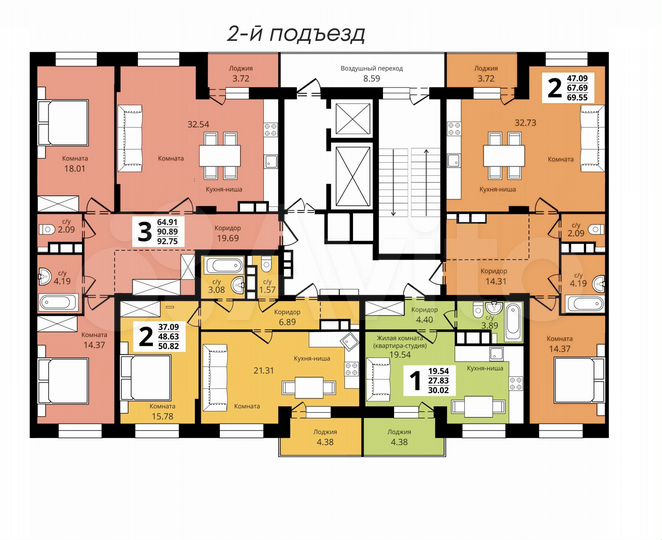 3-к. квартира, 92,8 м², 3/17 эт.