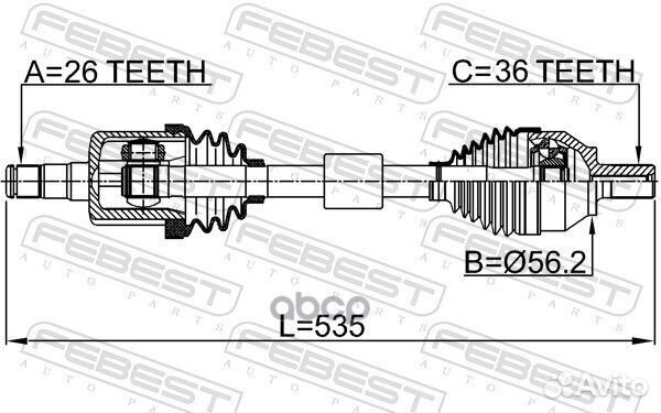 Привод volvo S80 07- перед.лев. 2714S40LH Febest