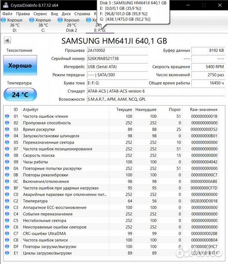 Жесткие диски 2.5'' Samsung HM641JI