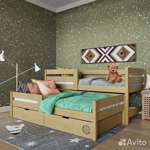 Кроватка из массива детская выдвижная матрешка