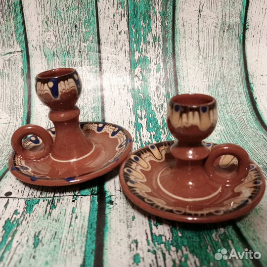 Подсвечники-плошки Пара Болгарская керамика винтаж