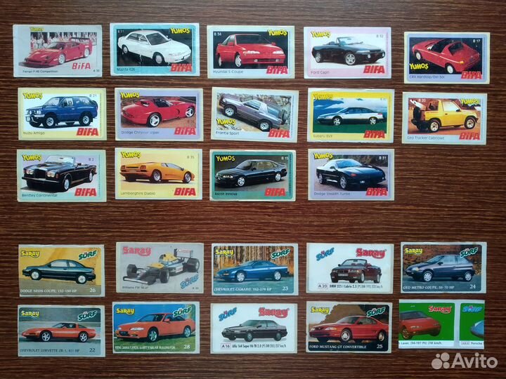 Наклейки от жвачки с тачками