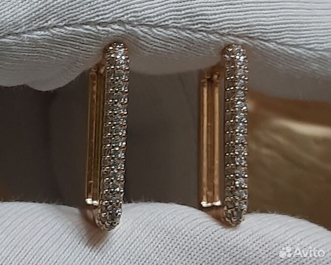 Серьги с цирконами позолоченные