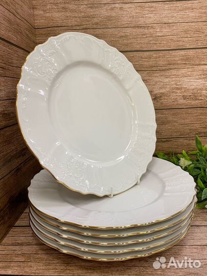 Набор тарелок «Отводка золото» 27см. 6шт. Чехия