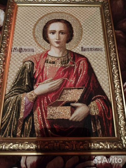 Икона гобелен Св. Пантелеймон