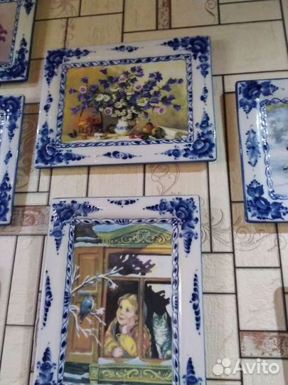 Фарфоровая картина гжель,панно,авторские