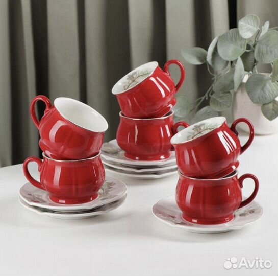 Сервиз 12 предметов: чашка 200мл, блюдце d14,5см