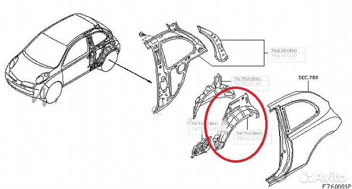 Арка колеса задняя Nissan Micra