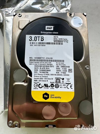 Жесткий диск western digital RE 3 Тб