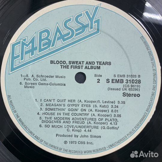 Blood, Sweat And Tears The First Album винил 1973