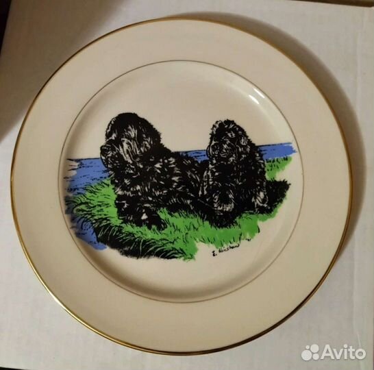 Фарфоровая тарелка Ньюфаундленд Собака США