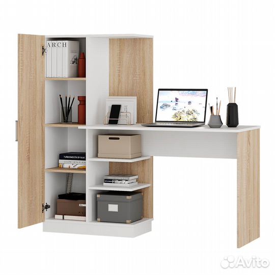 Стол компьютерный бейсик Дуб Сонома/Белый