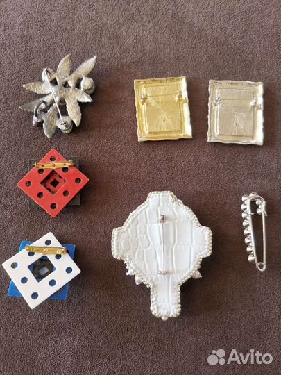 Брошь винтаж, натуральные камни, перламутр