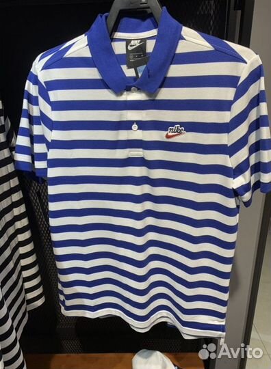 Поло Nike Stripe Cotton Short Sleeve Polo Blue - M