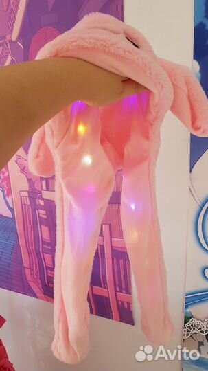 Шапка Зайка с Двигающимися Ушками с подсветкой