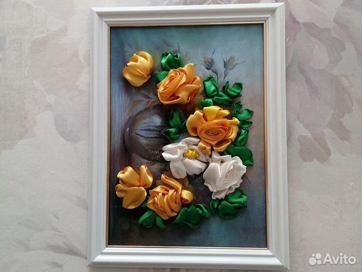 Картина вышивка лентами