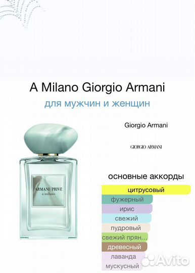 Духи A Milano Giorgio Armani 100мл