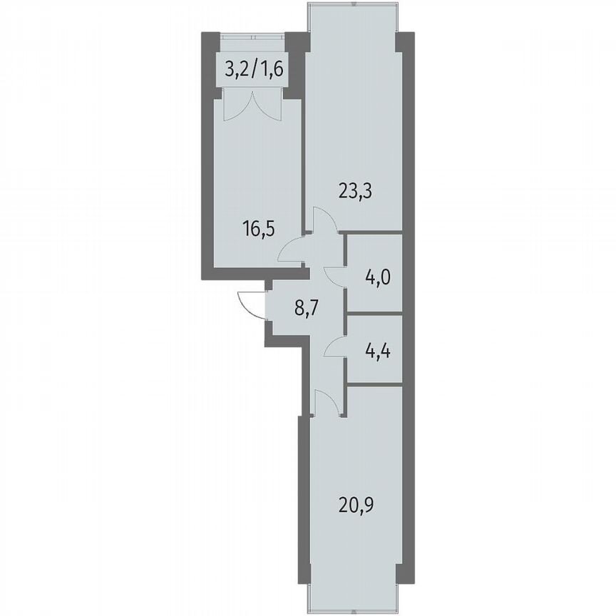 2-к. квартира, 79,4 м², 13/13 эт.