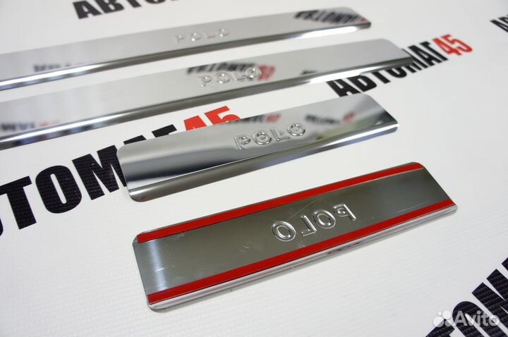 Накладки на пороги Polo 2020 лифтбек 4шт нержавейк