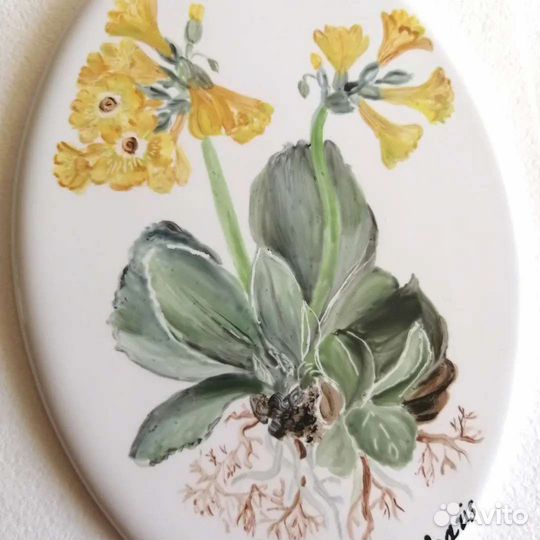 Панно с ручной надглазурной росписью. Ботаника