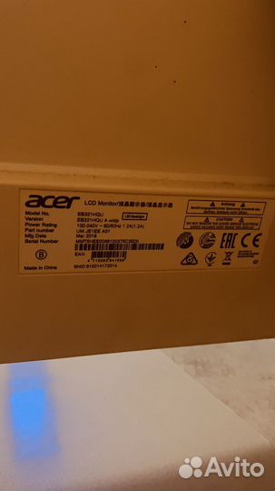 Монитор acer eb321hqu