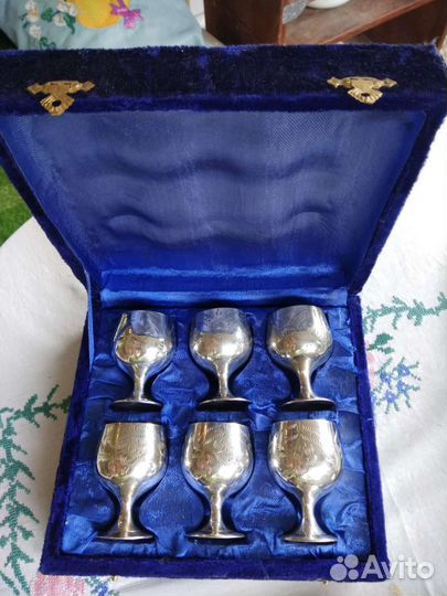 Комплект мельхиоровых рюмок из СССР
