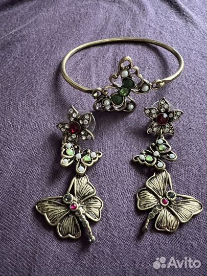 Браслет и серьги с бабочками