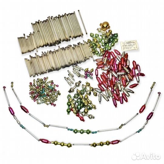 Гирлянда елочная СССР стекло бусы