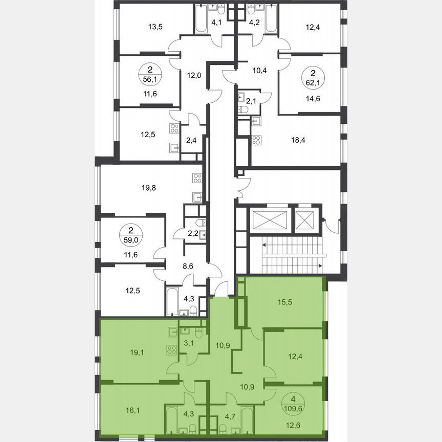 4-к. квартира, 109,6 м², 14/17 эт.