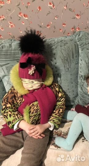 Зимняя шапка,шарф,как jolie bebe,самовяз,енот