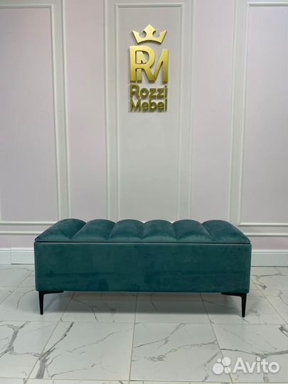 Банкетка Гиффа-Лофт с местом для хранения, мятная