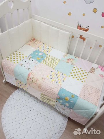 Одеяло детское лоскутное в кроватку новое