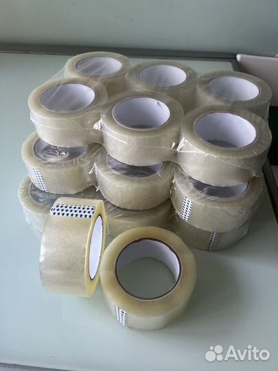 Скотч прозрачный 66м 132м. Стрейч Прозрачный/Белый