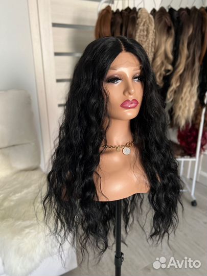 Парик волнистый черный на сетке