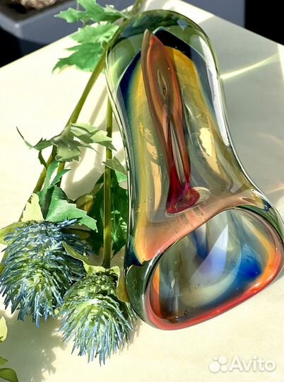 Чешское цветное стекло Ваза