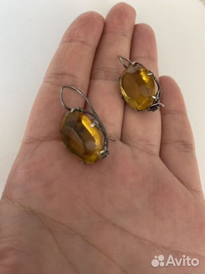 Серебряные серьги СССР 875 пробы