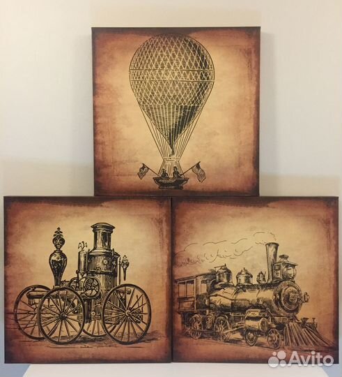 Постеры холсты на подрамниках 3 шт. серия