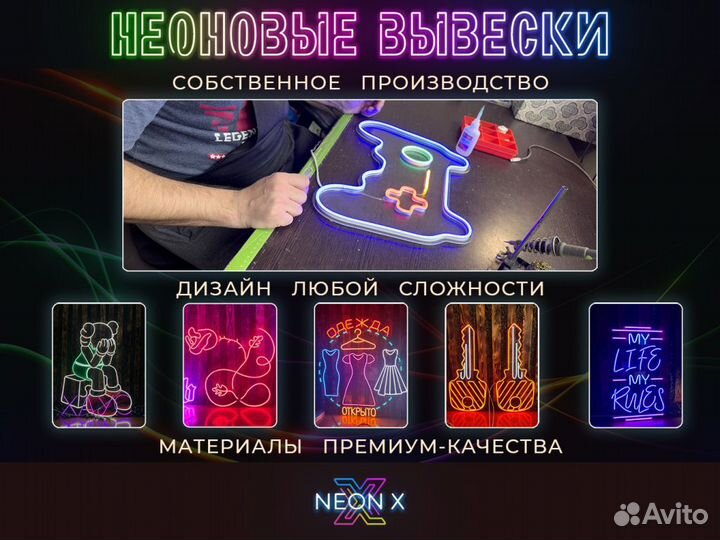 Неоновая вывеска любая надпись/рисунок