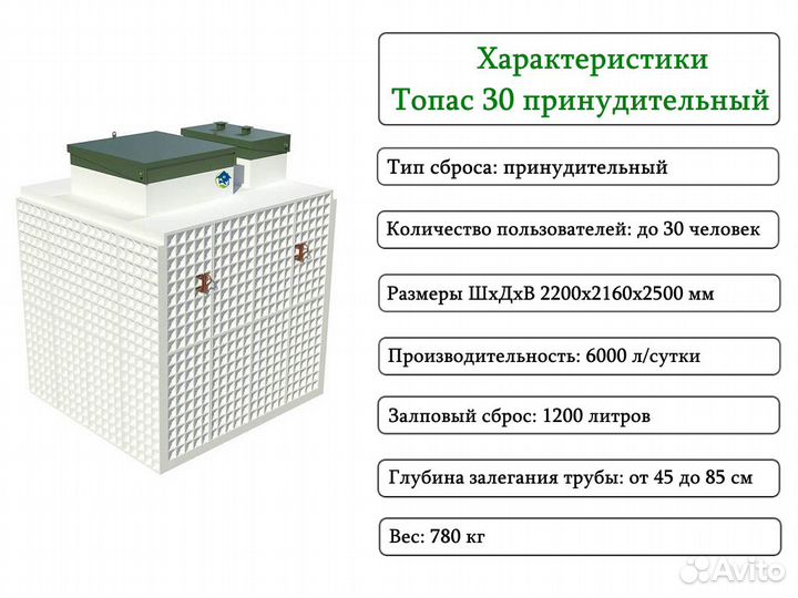 Септик Топас 30 пр принудительный с доставкой