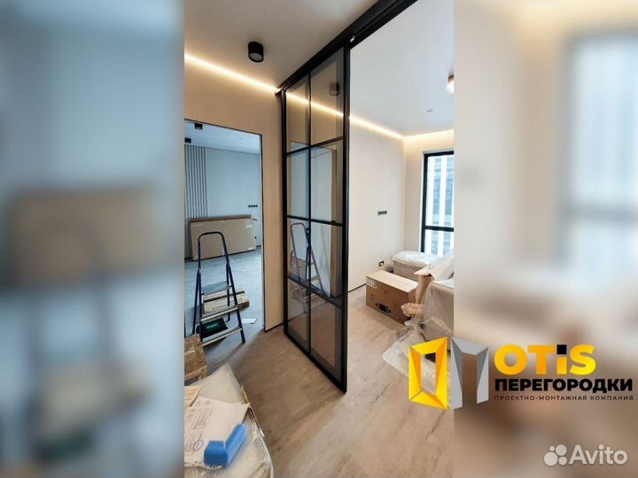 Стеклянная перегородка лофт