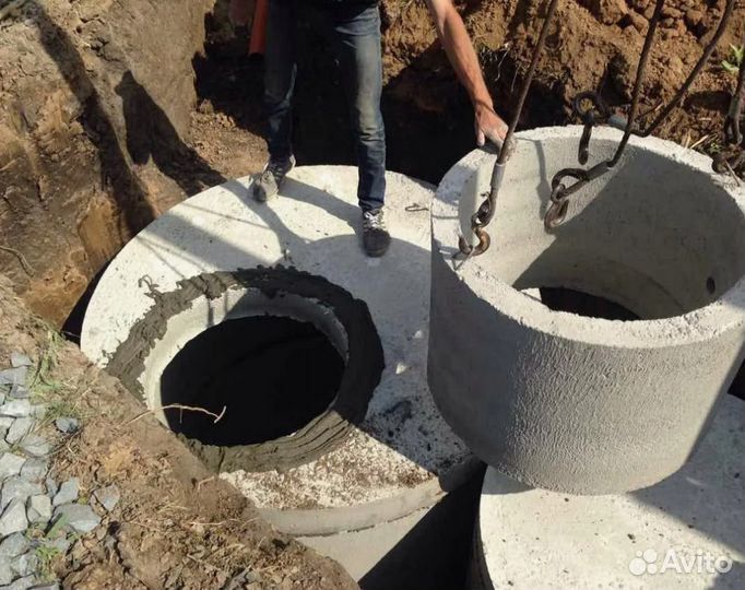 Копка и установка колодцев, септики из колец