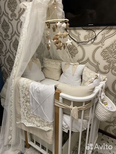 Кроватка трансформер с маятником и бортиками