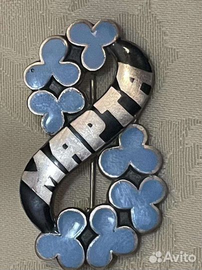 Брошка серебро 875 Редкость.Эмаль.Винтаж