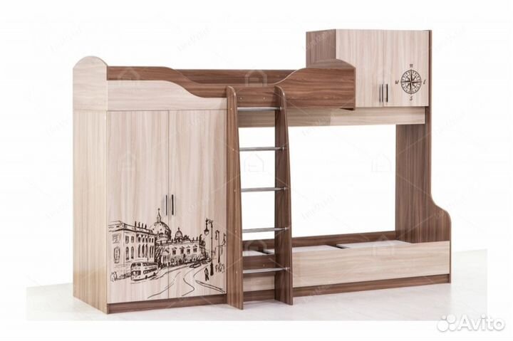 Двухъярусная кровать бу с матрасами